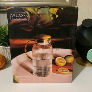 Glass Pitcher Set with Gold Lid